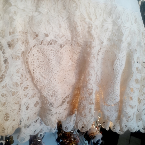 COPY💃BOHO WEDDING NWT Sue Wong White Lace Strappy Dress Crochet HEART Applique - Picture 13 of 17
